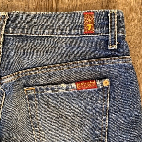 7 For All Mankind Distressed Cut-off Denim Shorts 26 - Picture 5 of 11